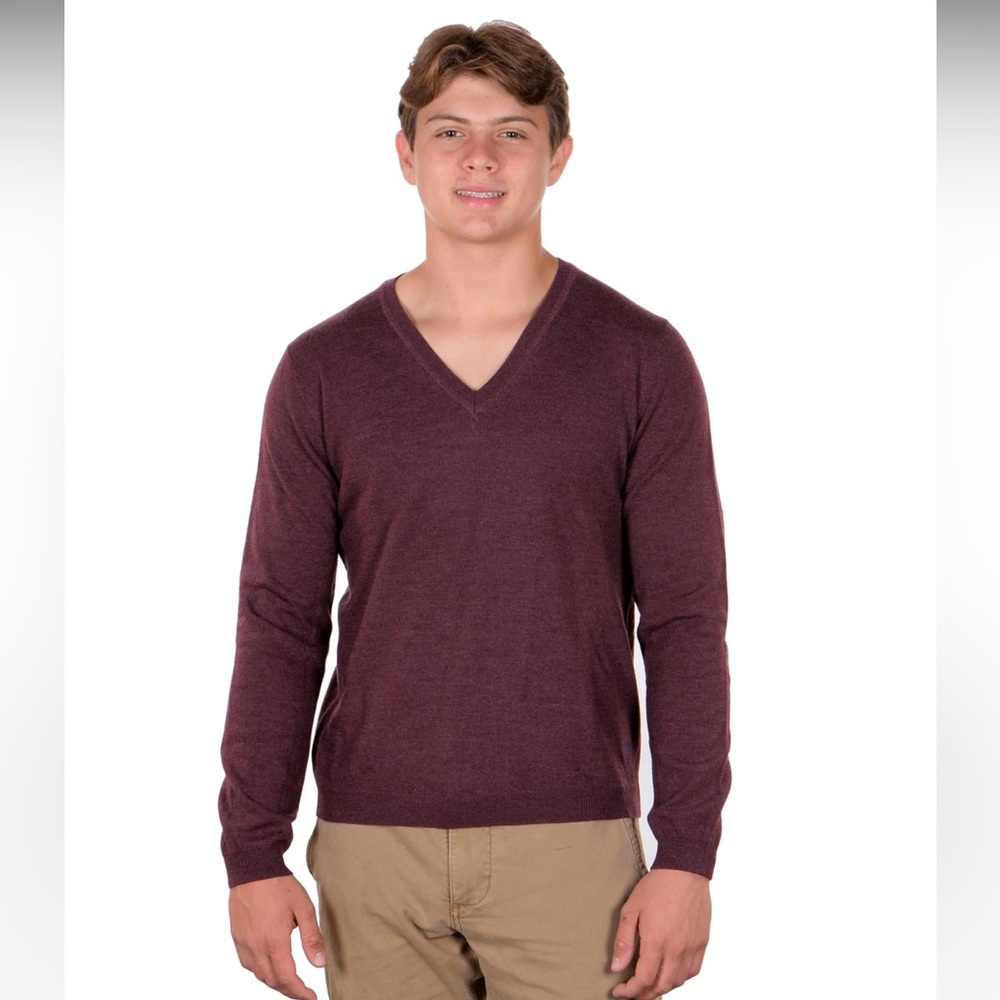 Just Cavalli V-Neck Burgundy Lambswool Sweater L